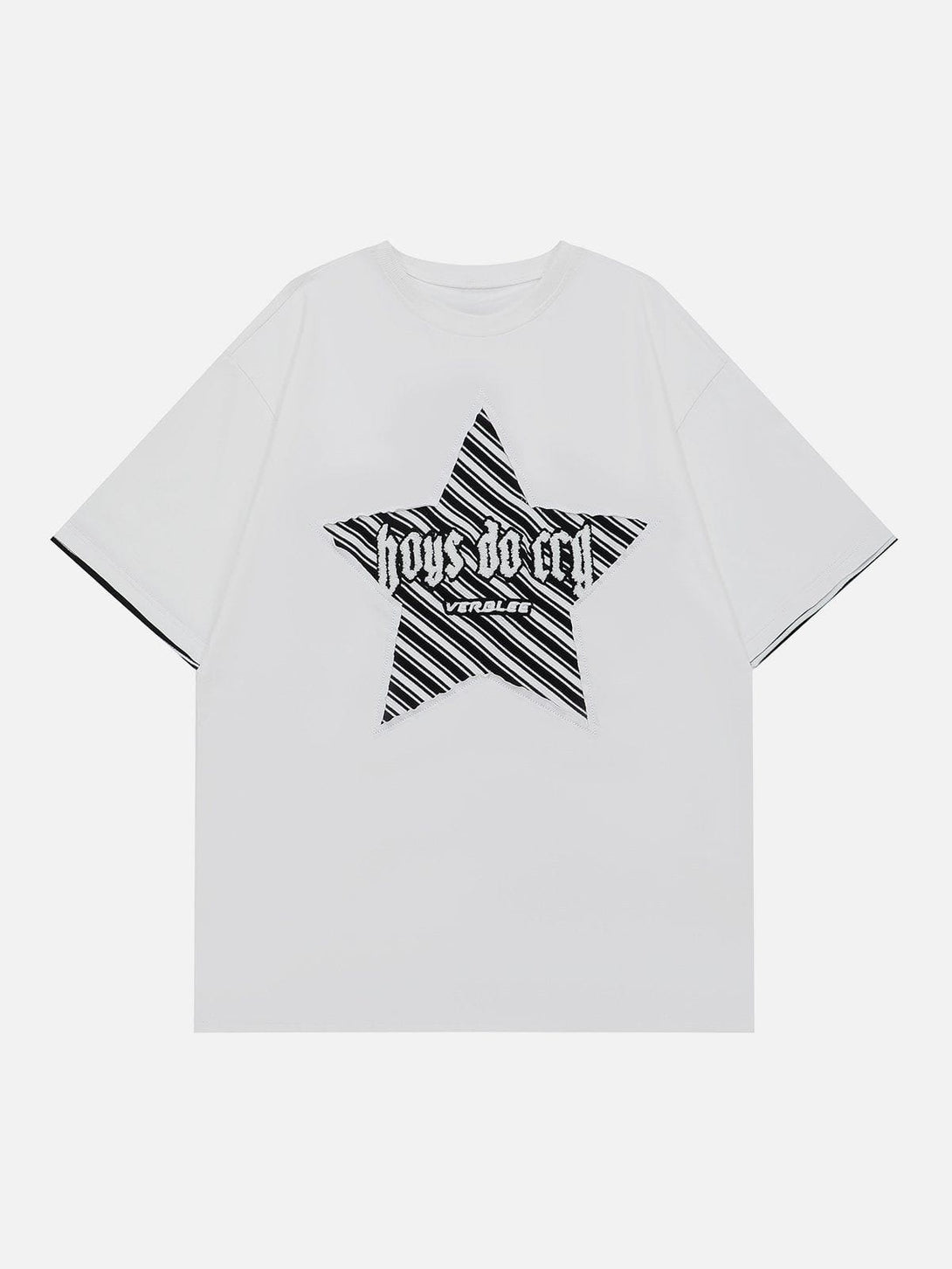 Majesda® - Embroidery Stripe Star Tee- Outfit Ideas - Streetwear Fashion - majesda.com