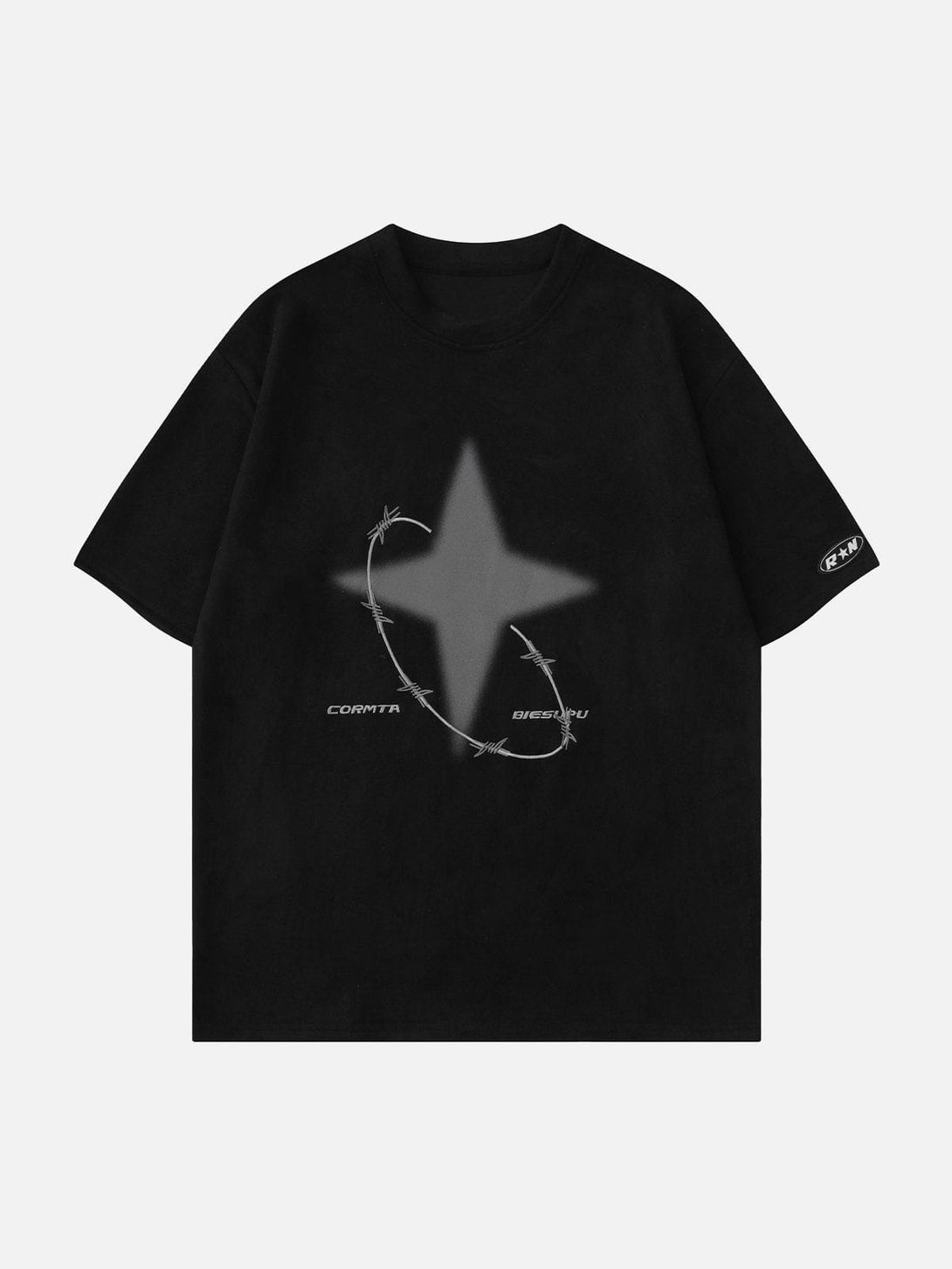 Majesda® - Embroidery Thorns Star Graphic Tee- Outfit Ideas - Streetwear Fashion - majesda.com