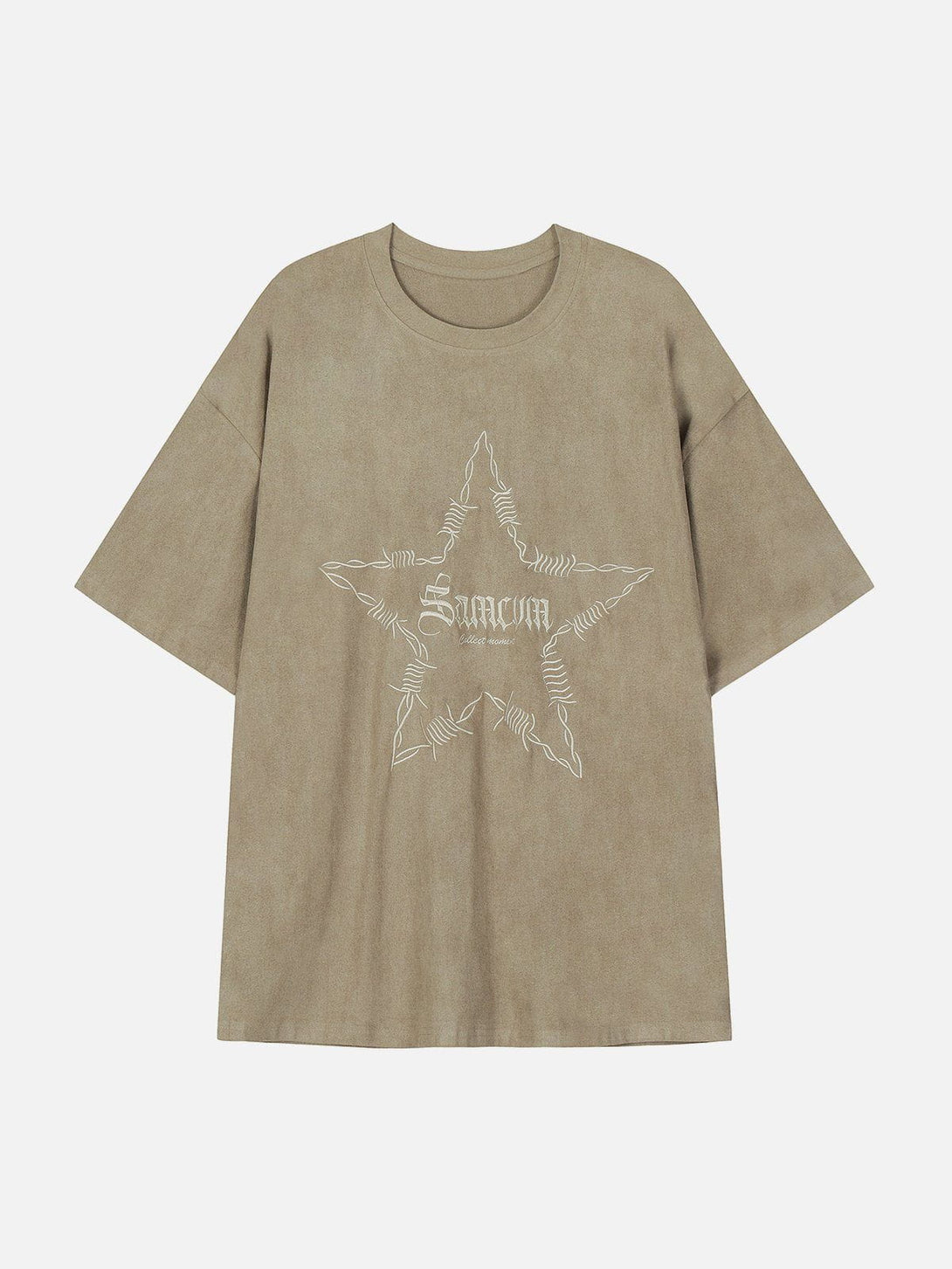 Majesda® - Embroidery Thorns Star Print Tee- Outfit Ideas - Streetwear Fashion - majesda.com