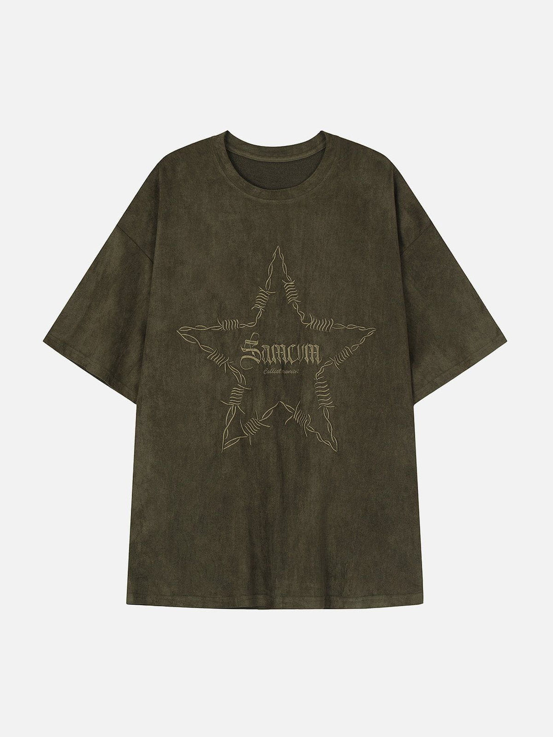 Majesda® - Embroidery Thorns Star Print Tee- Outfit Ideas - Streetwear Fashion - majesda.com