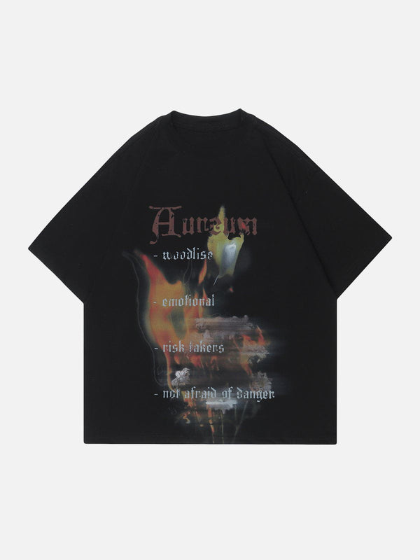 Majesda® - Fire Graphic Tee- Outfit Ideas - Streetwear Fashion - majesda.com