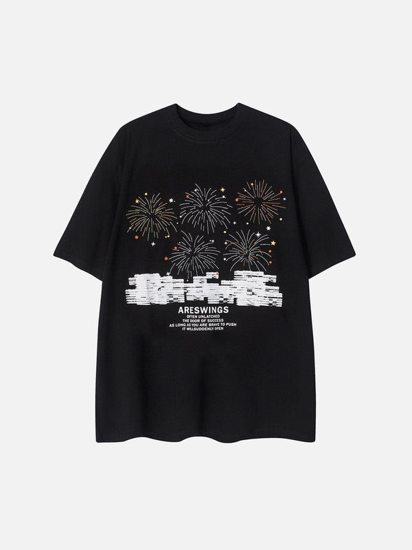 Majesda® - Fireworks Display Print Tee- Outfit Ideas - Streetwear Fashion - majesda.com