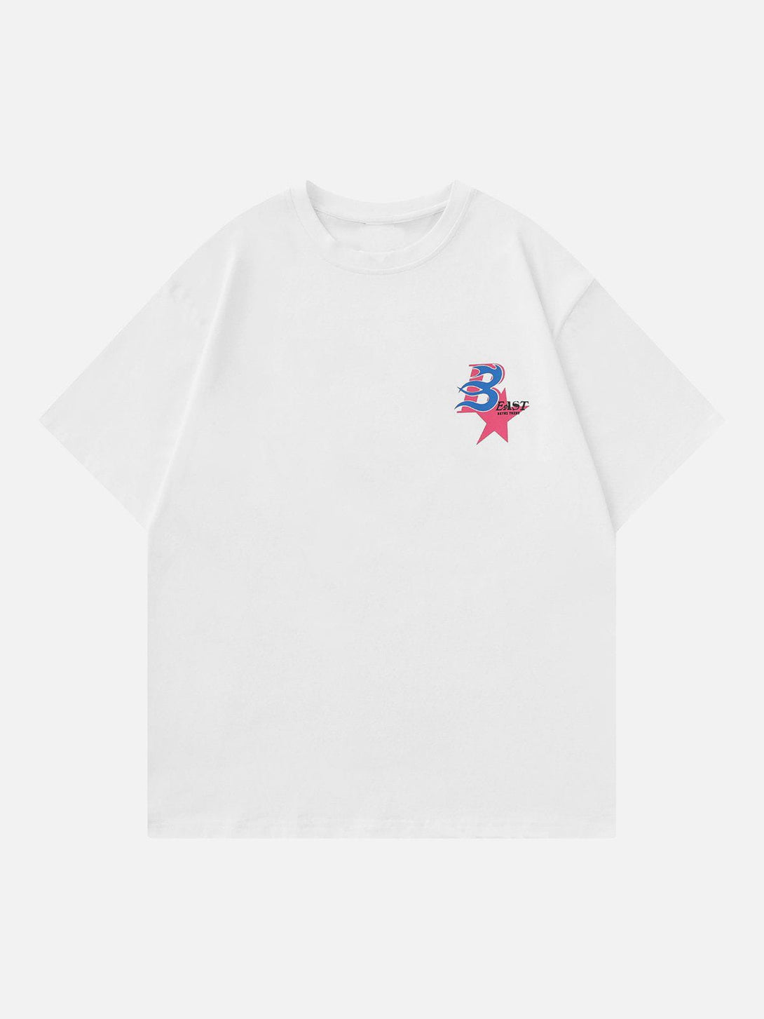 Majesda® - Flame Letter Star Foaming Print Tee- Outfit Ideas - Streetwear Fashion - majesda.com