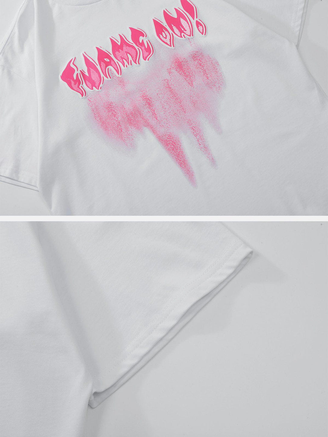 Majesda® - Flame Letters Tie Dye Graphic Tee- Outfit Ideas - Streetwear Fashion - majesda.com