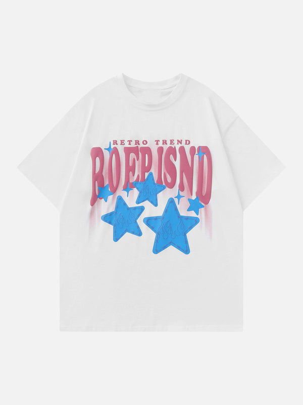 Majesda® - Flame Star Foaming Print Tee- Outfit Ideas - Streetwear Fashion - majesda.com