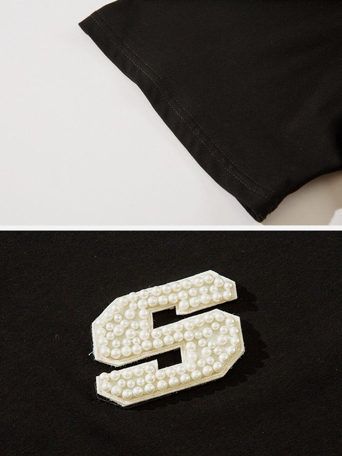 Majesda® - Flat Embroidery Velcro High-order Pearls Tee- Outfit Ideas - Streetwear Fashion - majesda.com