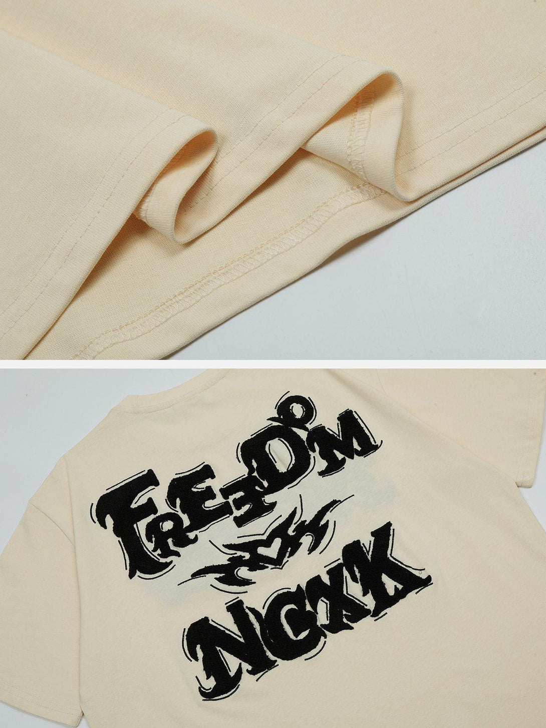 Majesda® - Flock Letter Tee- Outfit Ideas - Streetwear Fashion - majesda.com