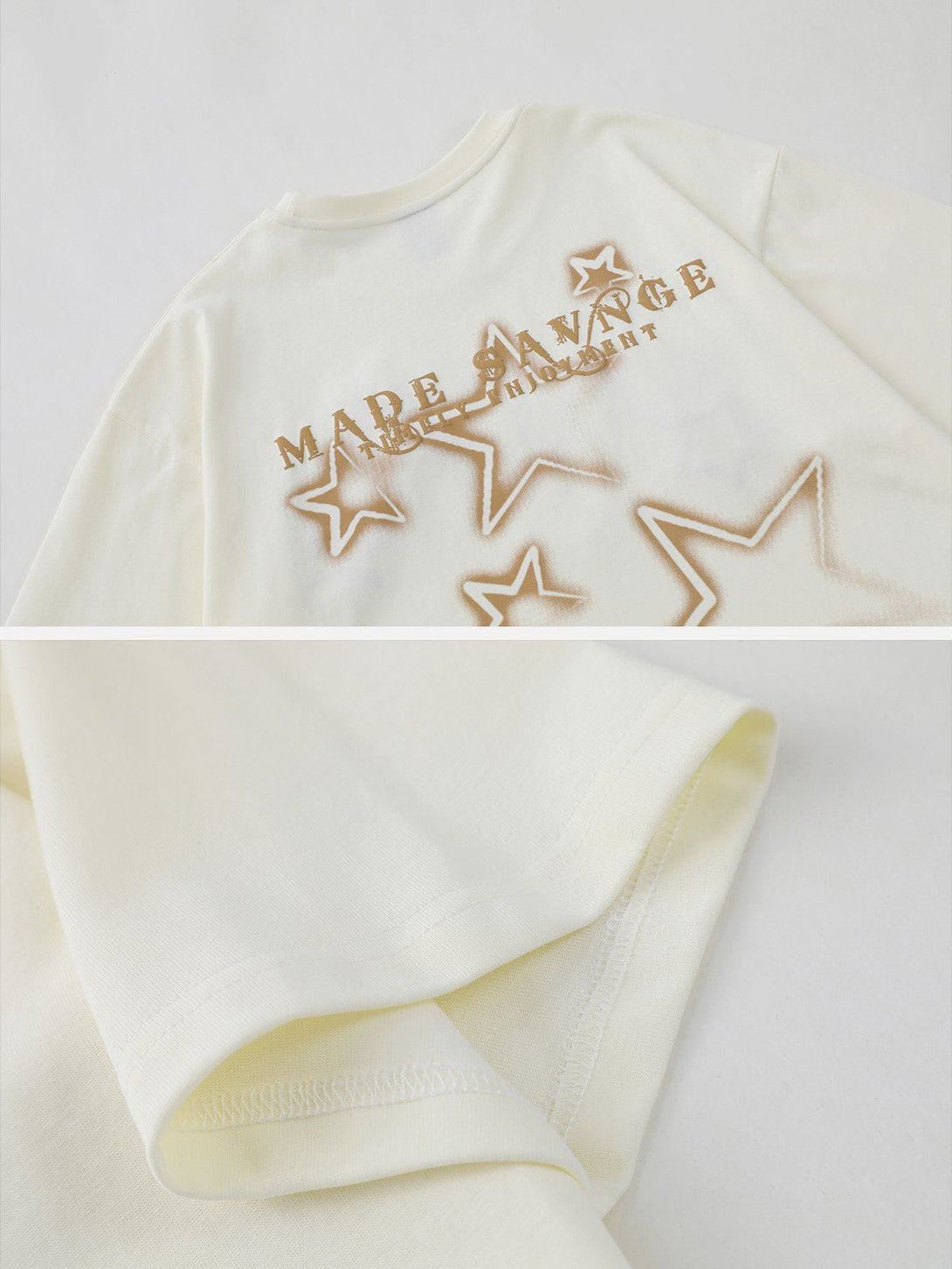 Majesda® - Flocked Star Letter Tee- Outfit Ideas - Streetwear Fashion - majesda.com