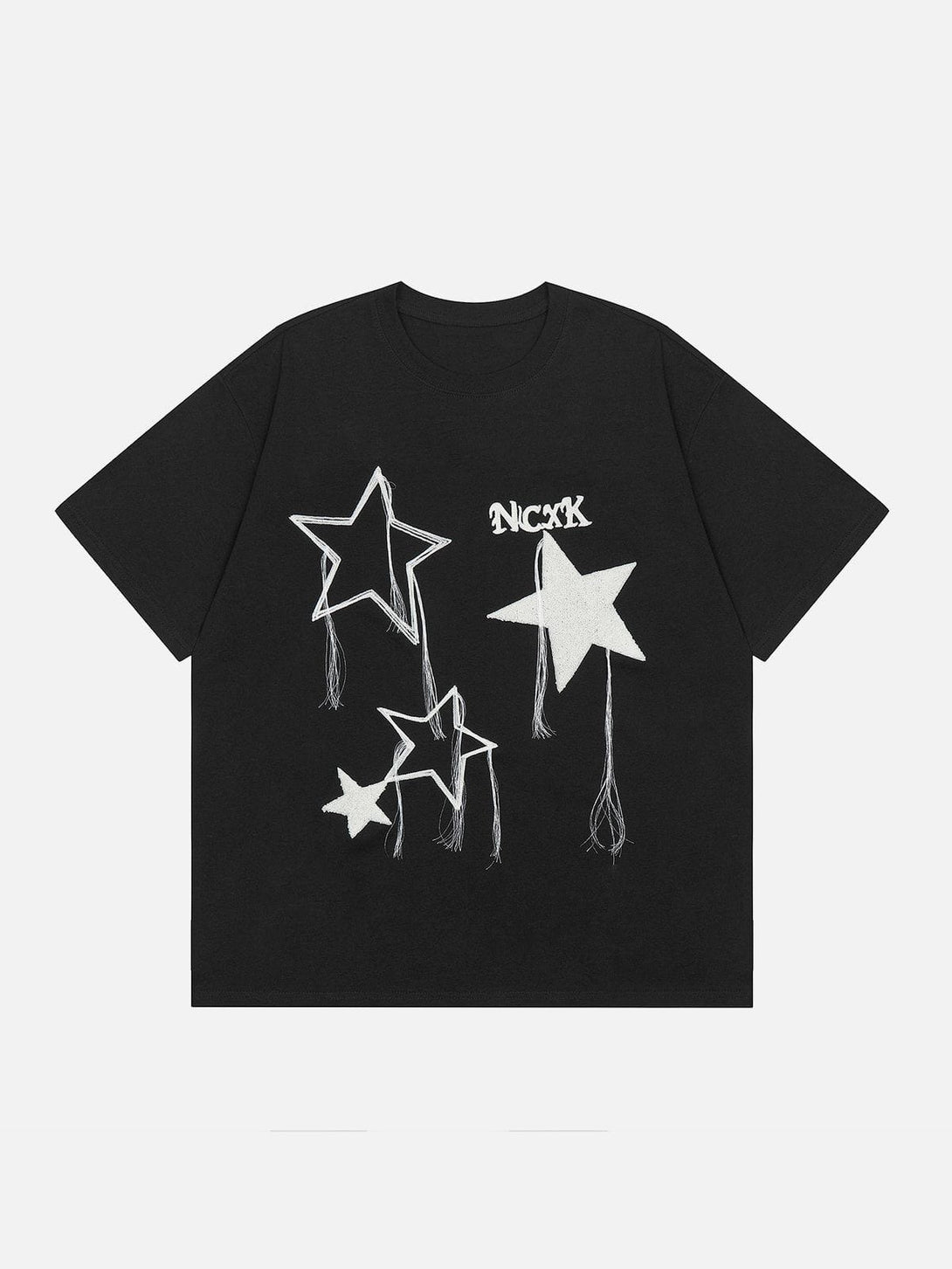 Majesda® - Flocked Star Tassel Tee- Outfit Ideas - Streetwear Fashion - majesda.com