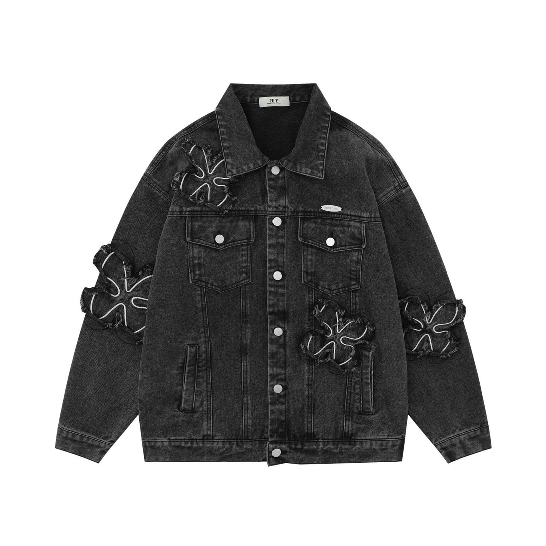 Majesda® - Floral Patch Embroidered Denim Jacket- Outfit Ideas - Streetwear Fashion - majesda.com