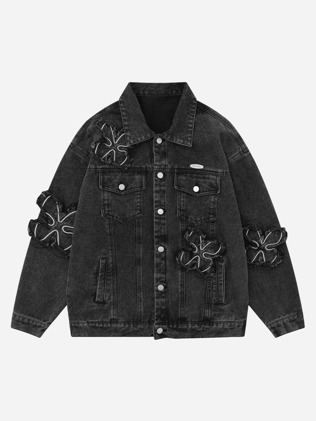 Majesda® - Floral Patch Embroidered Denim Jacket- Outfit Ideas - Streetwear Fashion - majesda.com