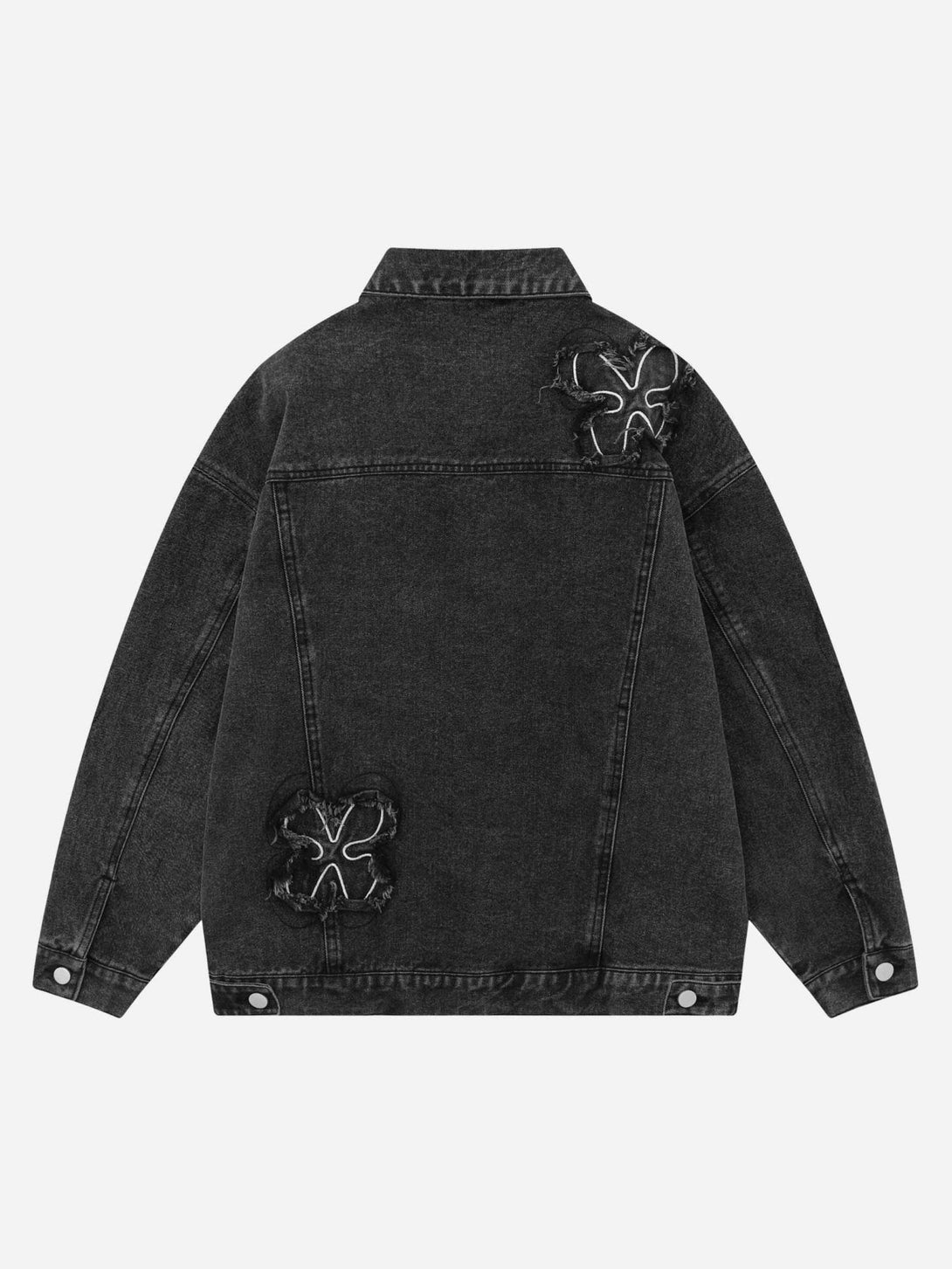 Majesda® - Floral Patch Embroidered Denim Jacket- Outfit Ideas - Streetwear Fashion - majesda.com