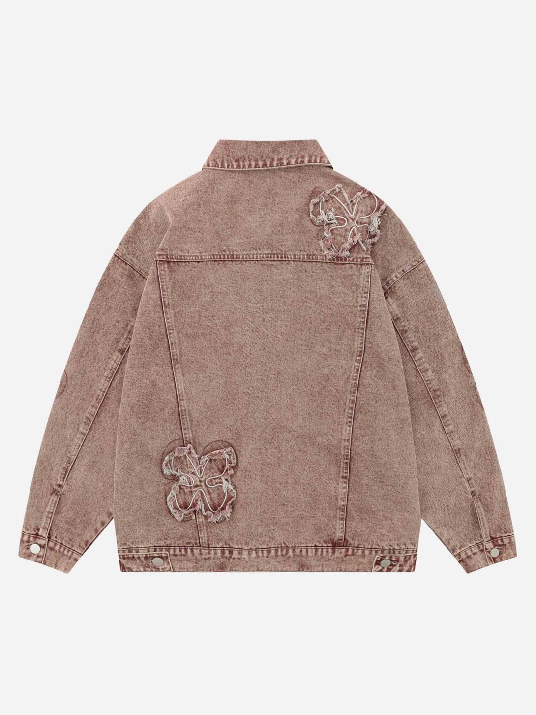 Majesda® - Floral Patch Embroidered Denim Jacket- Outfit Ideas - Streetwear Fashion - majesda.com