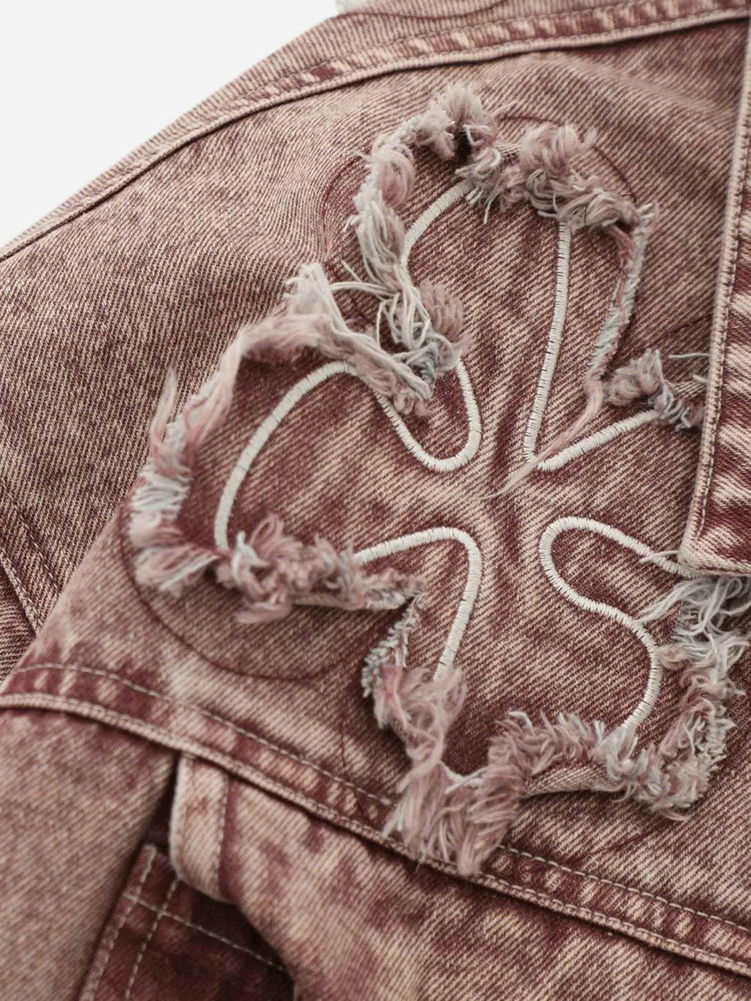 Majesda® - Floral Patch Embroidered Denim Jacket- Outfit Ideas - Streetwear Fashion - majesda.com