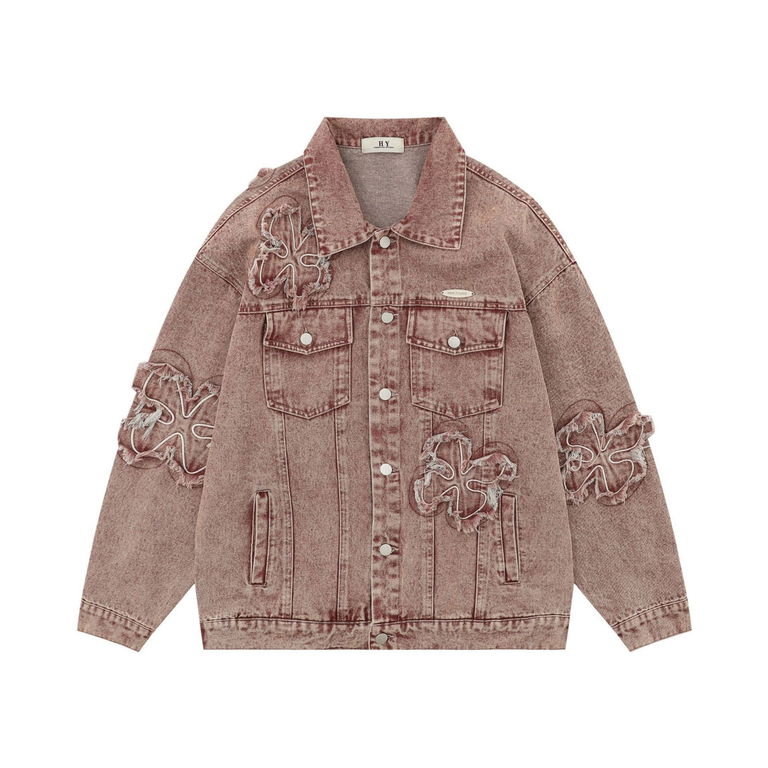 Majesda® - Floral Patch Embroidered Denim Jacket- Outfit Ideas - Streetwear Fashion - majesda.com