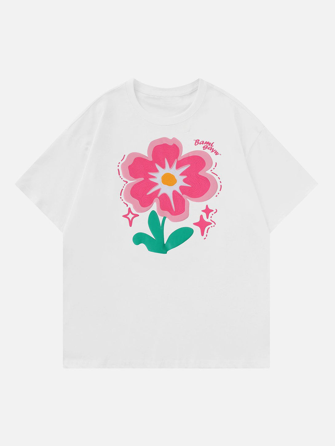 Majesda® - Flower Foam Embroidery Tee- Outfit Ideas - Streetwear Fashion - majesda.com