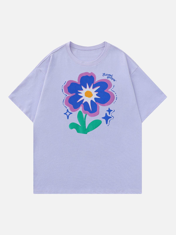 Majesda® - Flower Foam Embroidery Tee- Outfit Ideas - Streetwear Fashion - majesda.com