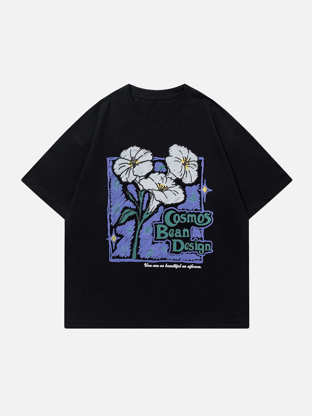 Majesda® - Flower Print Tee- Outfit Ideas - Streetwear Fashion - majesda.com