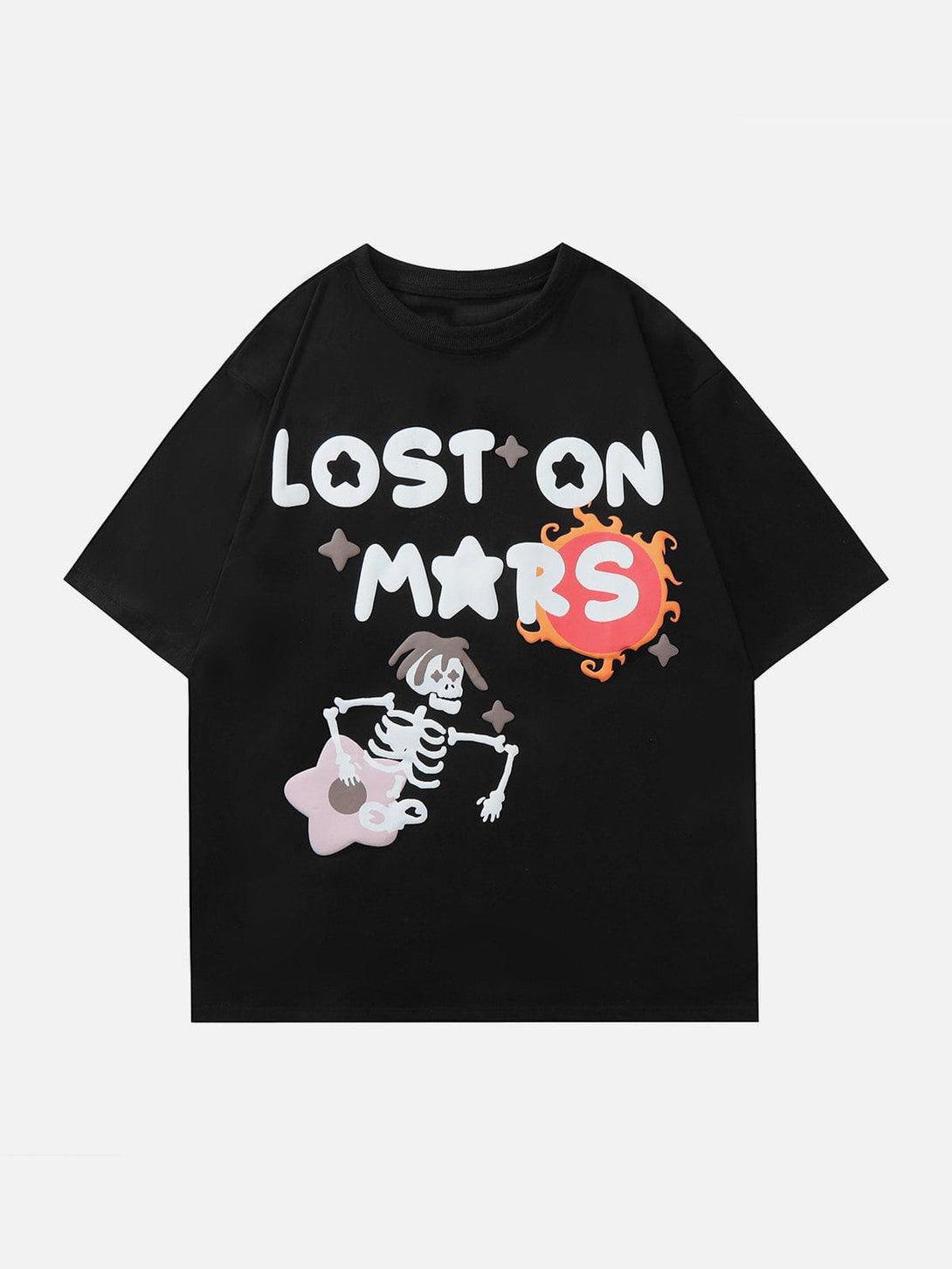 Majesda® - Flower Skeleton Graphic Tee- Outfit Ideas - Streetwear Fashion - majesda.com