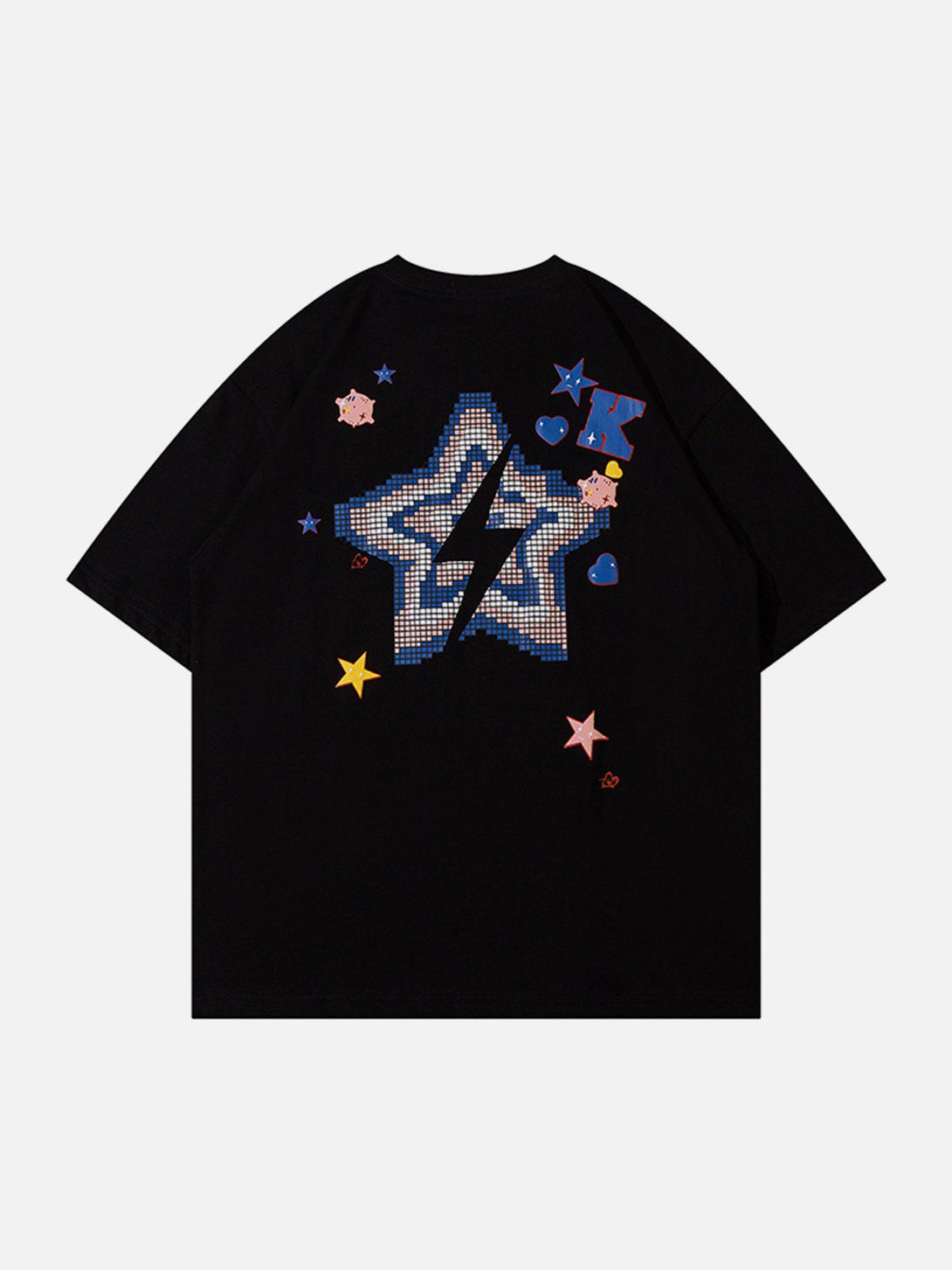 Majesda® - Foam Letter Star Print Tee- Outfit Ideas - Streetwear Fashion - majesda.com