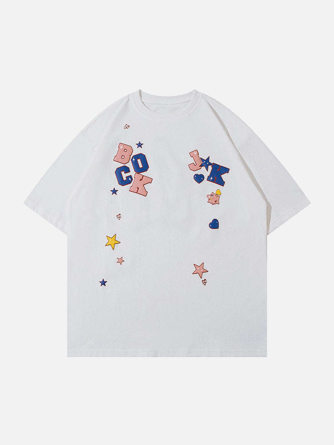 Majesda® - Foam Letter Star Print Tee- Outfit Ideas - Streetwear Fashion - majesda.com