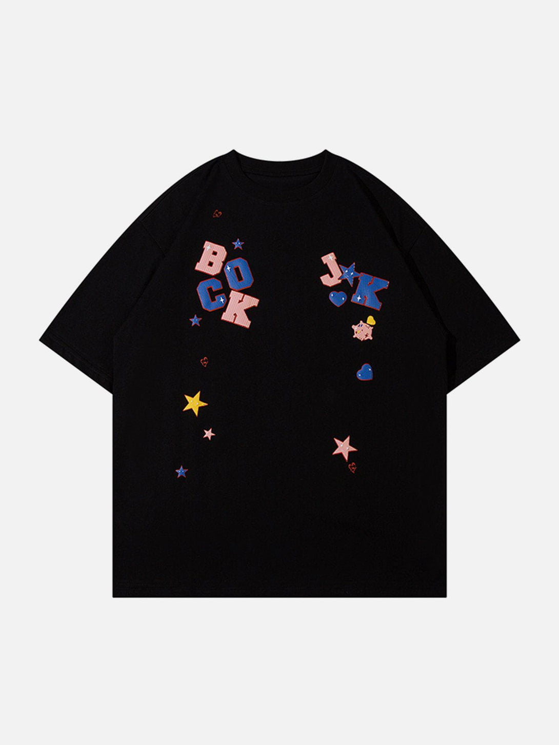 Majesda® - Foam Letter Star Print Tee- Outfit Ideas - Streetwear Fashion - majesda.com