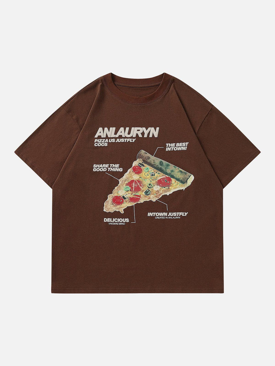 Majesda® - Foam Printing Pizza Print Tee- Outfit Ideas - Streetwear Fashion - majesda.com