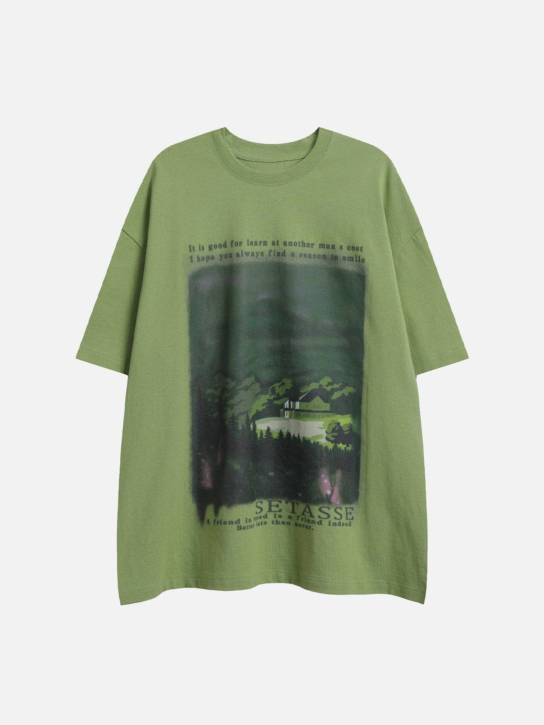 Majesda® - Forest House Print Tee- Outfit Ideas - Streetwear Fashion - majesda.com