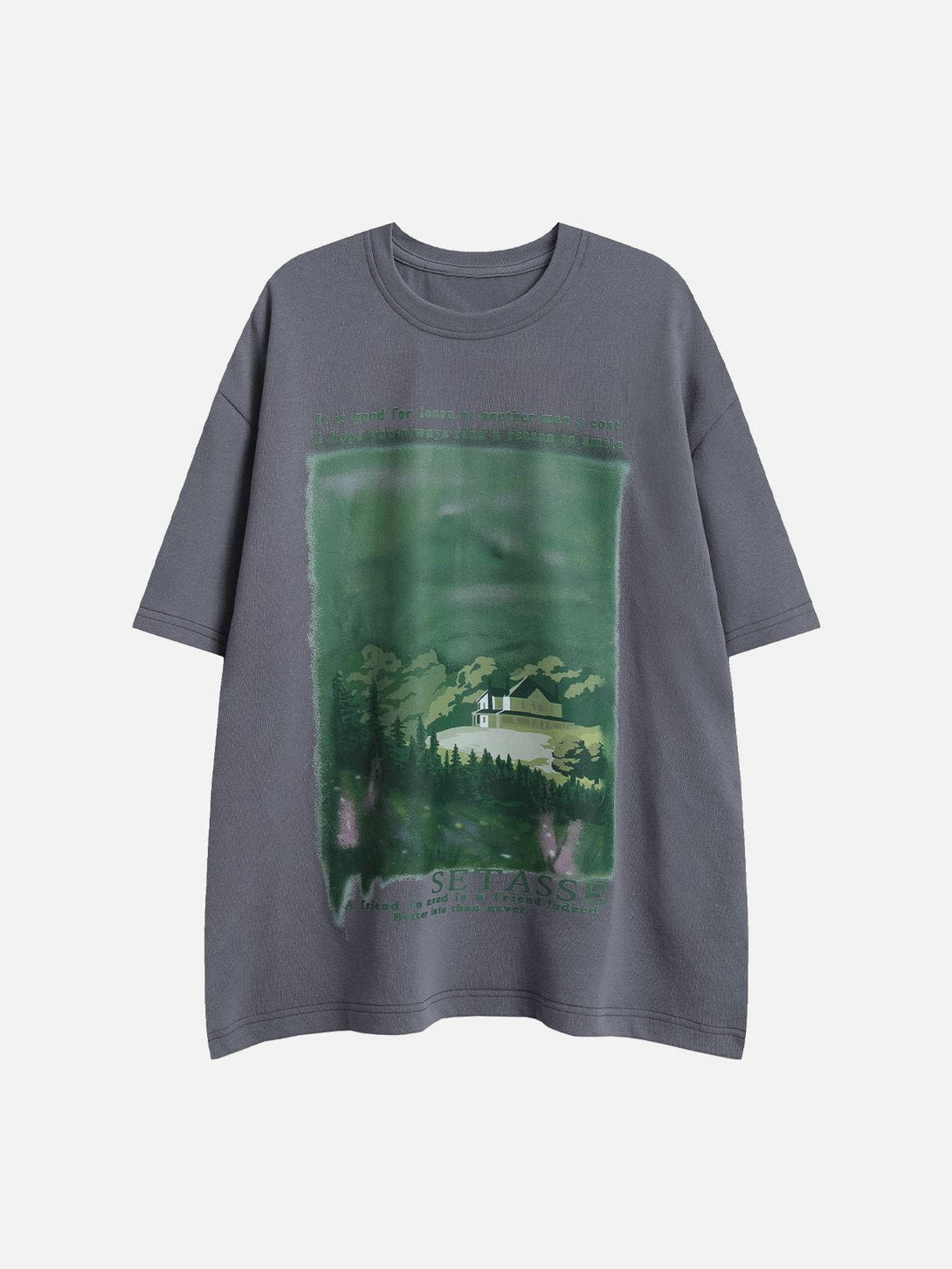 Majesda® - Forest House Print Tee- Outfit Ideas - Streetwear Fashion - majesda.com