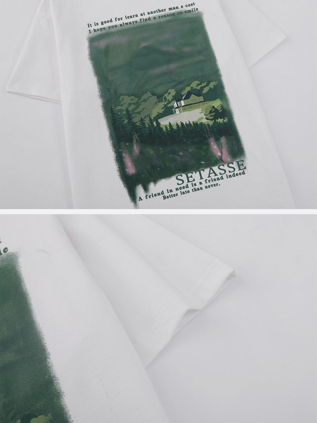 Majesda® - Forest House Print Tee- Outfit Ideas - Streetwear Fashion - majesda.com