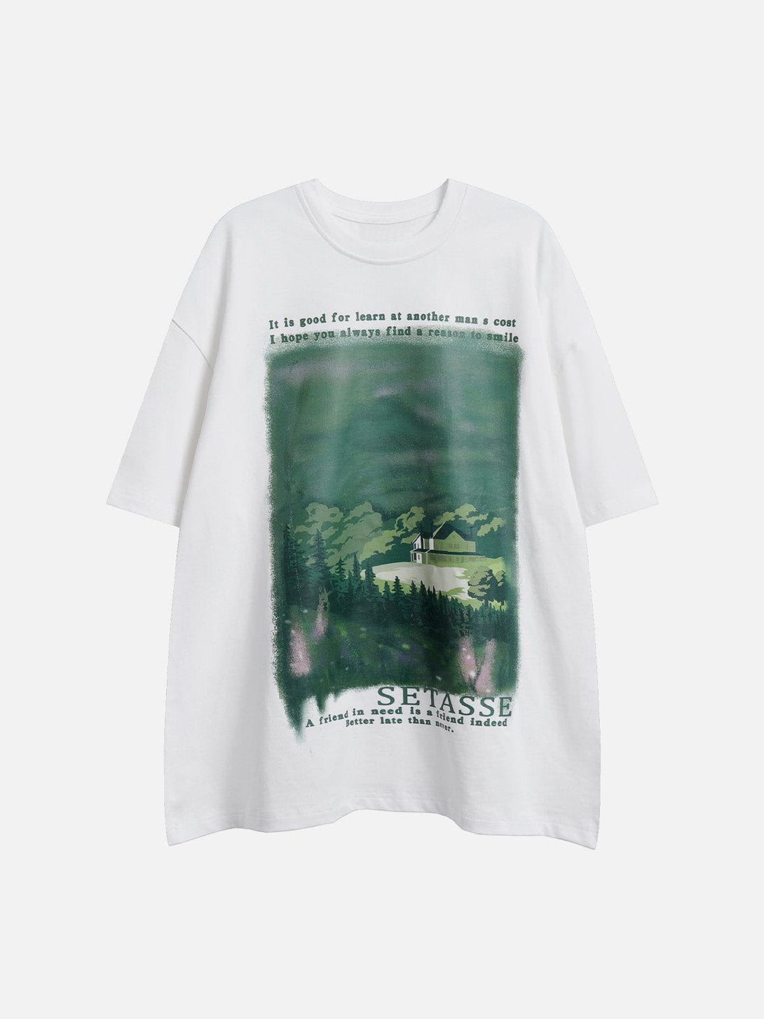 Majesda® - Forest House Print Tee- Outfit Ideas - Streetwear Fashion - majesda.com