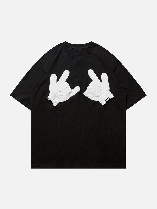 Majesda® - Gloves Gestures Graphic Tee- Outfit Ideas - Streetwear Fashion - majesda.com