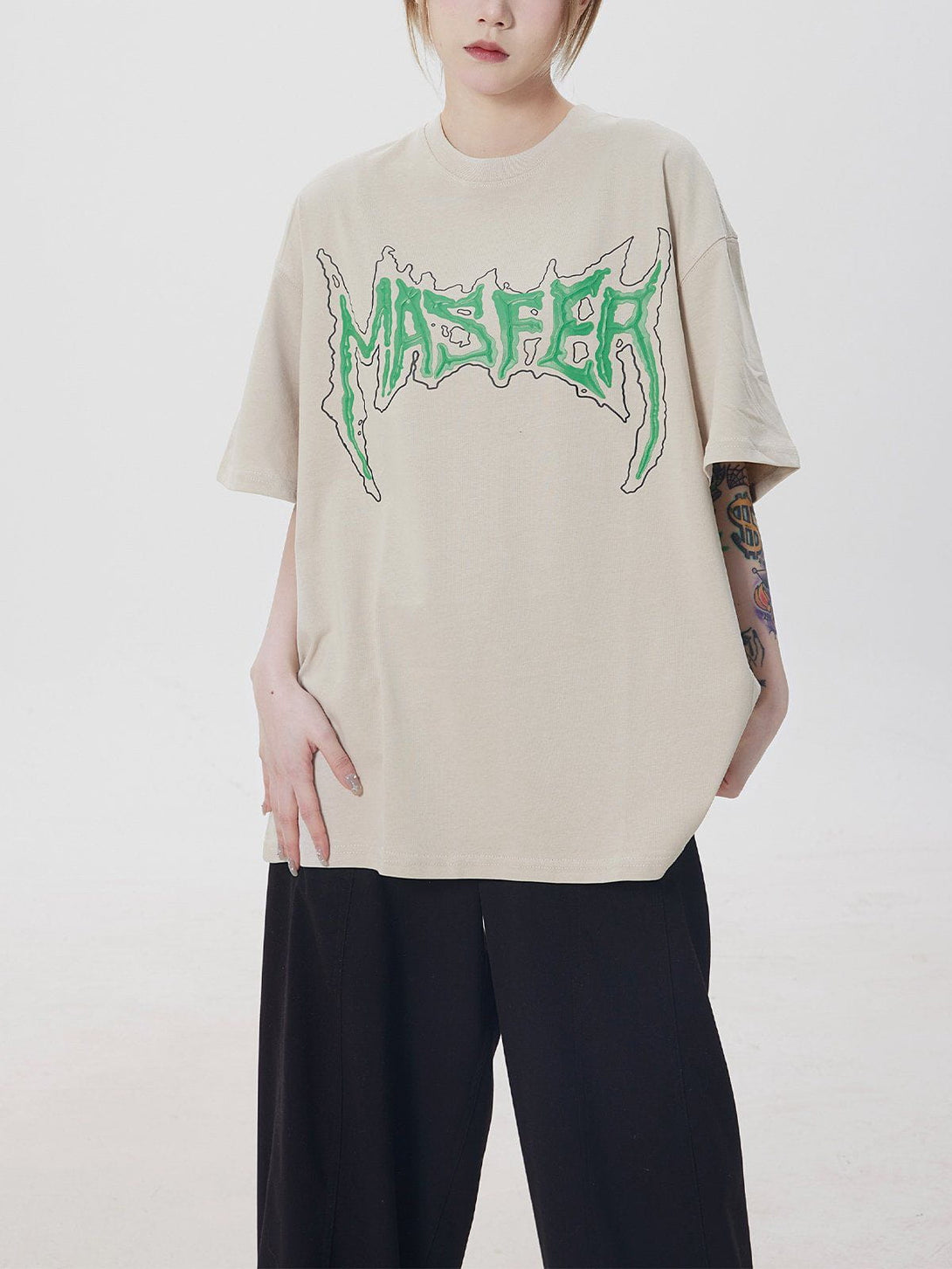 Majesda® - Gothic Alphabet Print Tee- Outfit Ideas - Streetwear Fashion - majesda.com