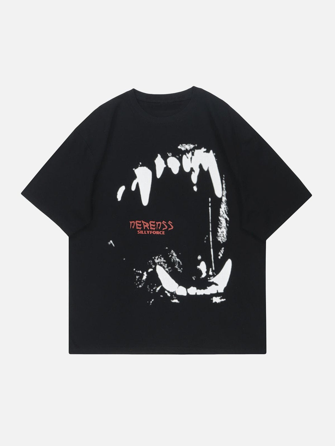 Majesda® - Gothic Demon Teeth Print Tee- Outfit Ideas - Streetwear Fashion - majesda.com