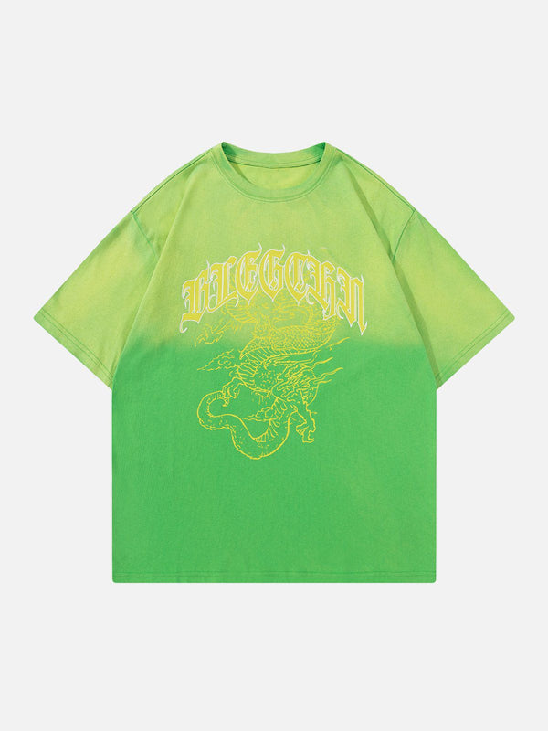 Majesda® - Gradient Dragon Print Tee- Outfit Ideas - Streetwear Fashion - majesda.com