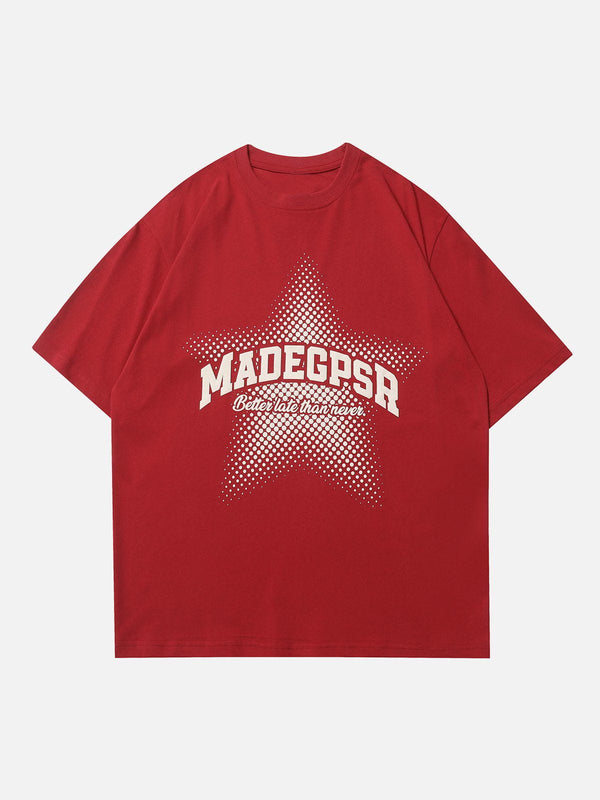 Majesda® - Gradient Star Letter Print Tee- Outfit Ideas - Streetwear Fashion - majesda.com