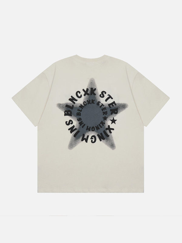 Majesda® - Gradient Star Ring Letter Tee- Outfit Ideas - Streetwear Fashion - majesda.com