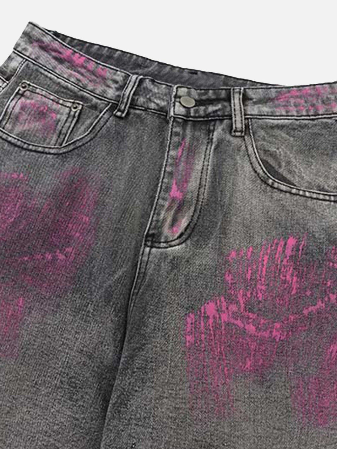 Majesda® - Graffiti Airbrushed Washed And Distressed Jeans - 1886- Outfit Ideas - Streetwear Fashion - majesda.com