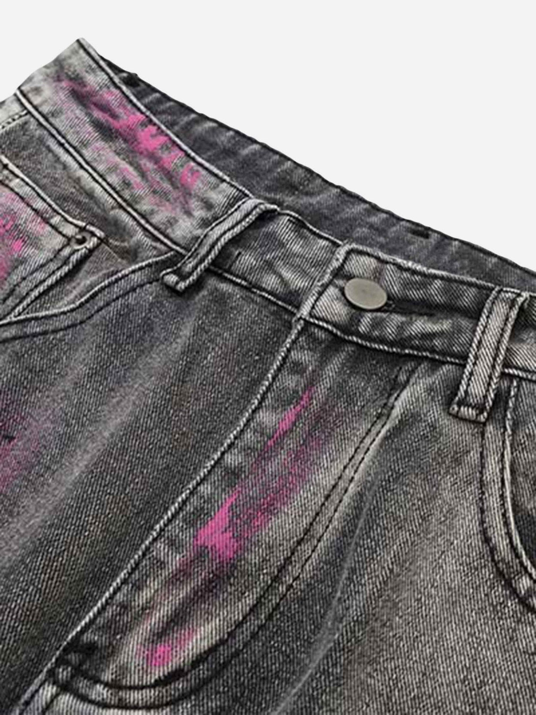 Majesda® - Graffiti Airbrushed Washed And Distressed Jeans - 1886- Outfit Ideas - Streetwear Fashion - majesda.com