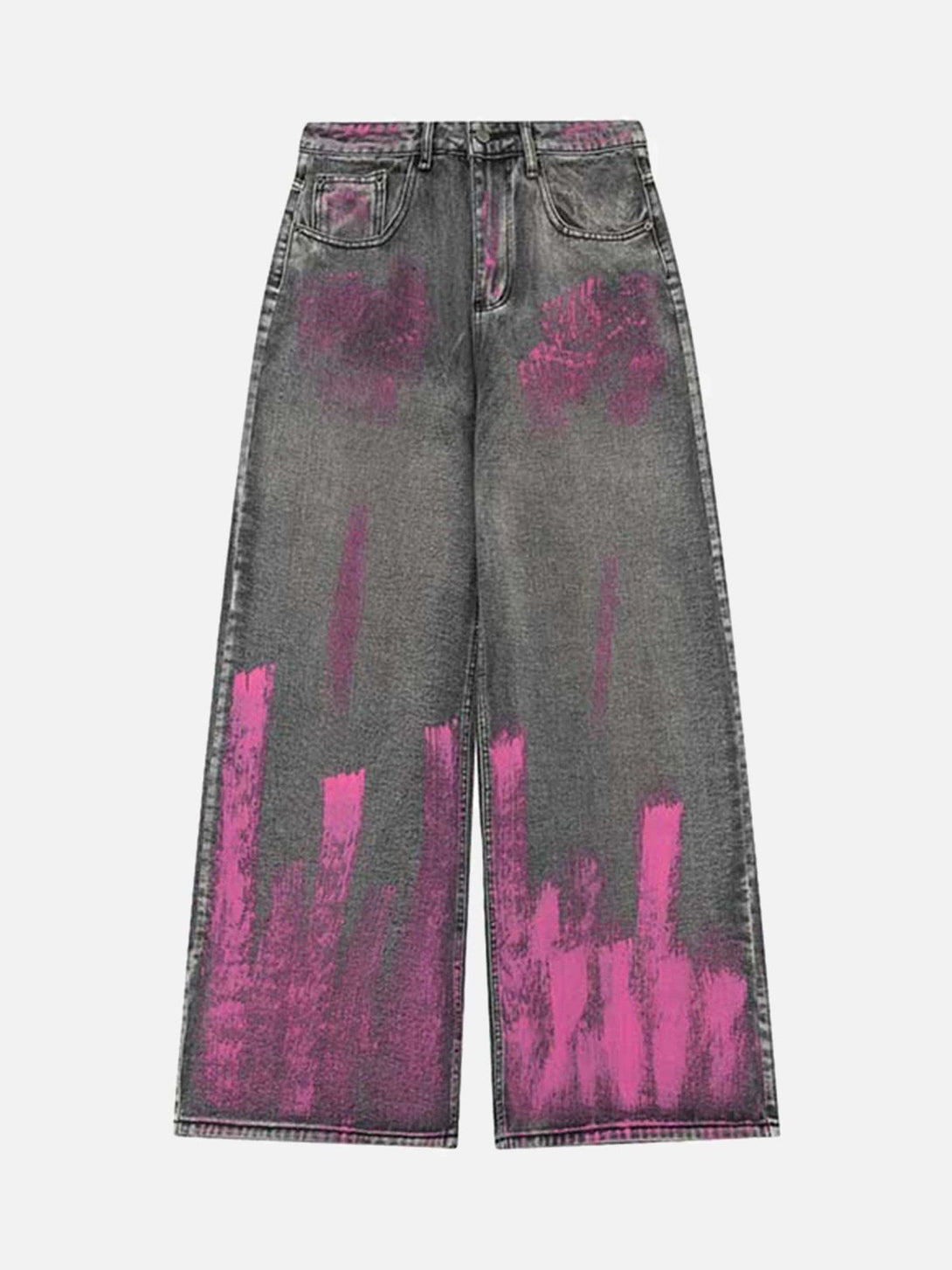 Majesda® - Graffiti Airbrushed Washed And Distressed Jeans - 1886- Outfit Ideas - Streetwear Fashion - majesda.com