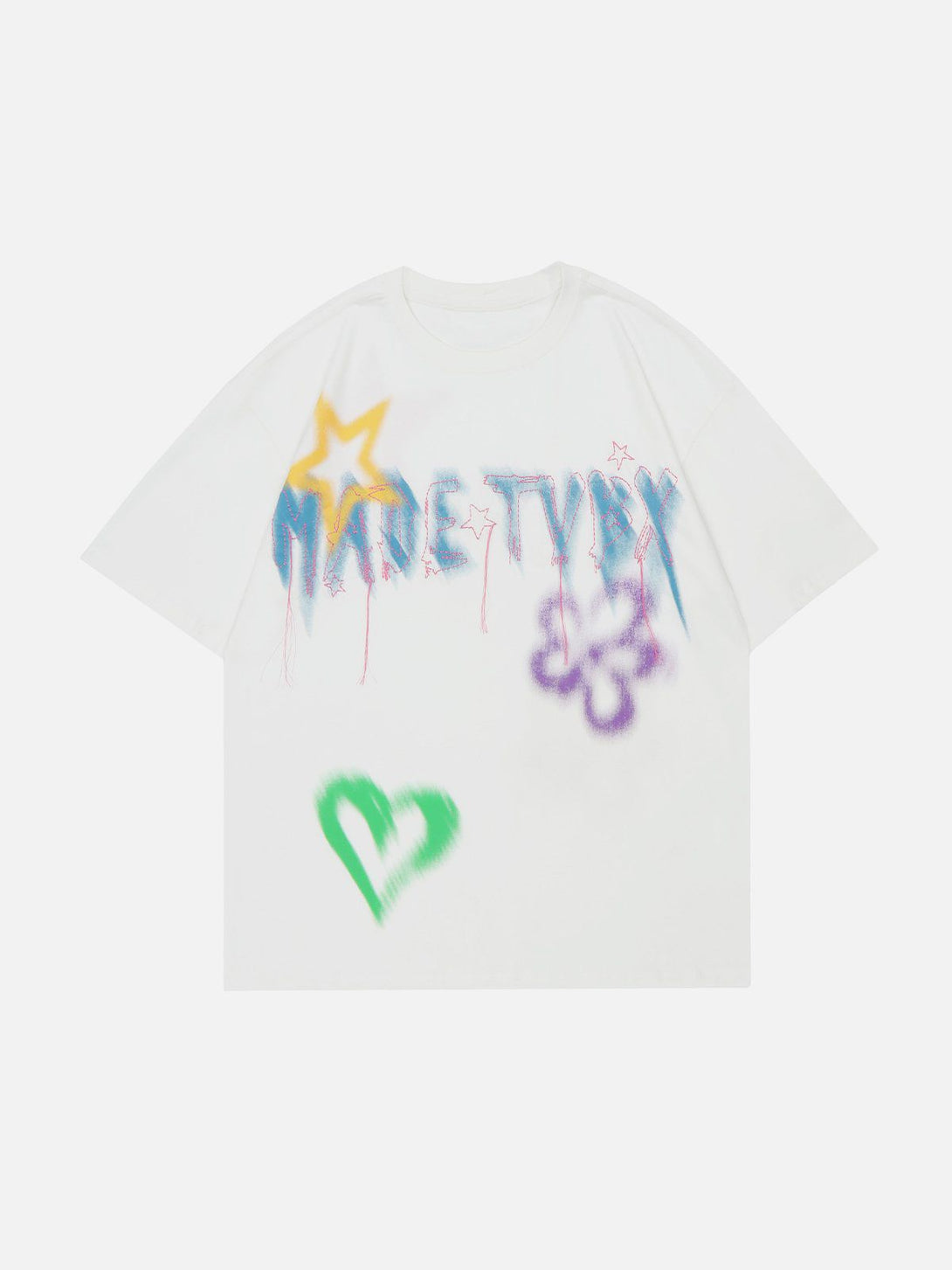 Majesda® - Graffiti Flowers Print Tee- Outfit Ideas - Streetwear Fashion - majesda.com