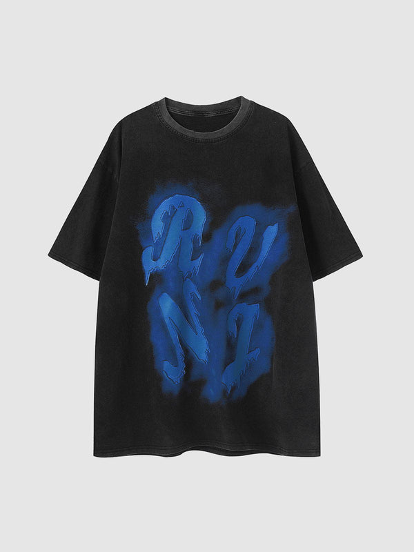 Majesda® - Graffiti Oil Painting Letter Print Tee- Outfit Ideas - Streetwear Fashion - majesda.com