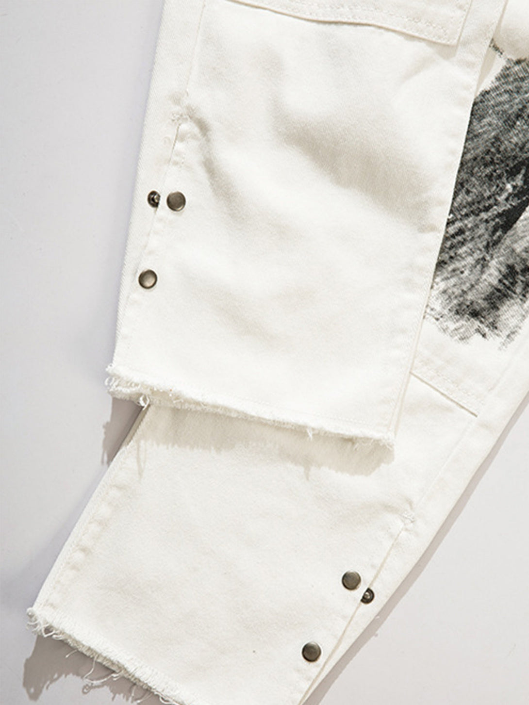 Majesda® - Graffiti Print White Straight Jeans -1184- Outfit Ideas - Streetwear Fashion - majesda.com