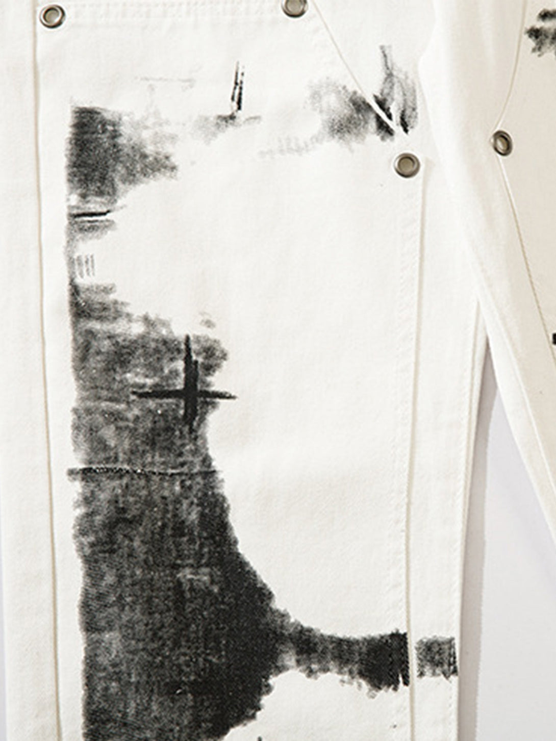 Majesda® - Graffiti Print White Straight Jeans -1184- Outfit Ideas - Streetwear Fashion - majesda.com