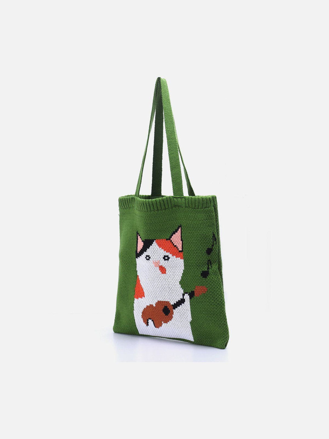 Majesda® - "Guitar Cat" Graphic Knitting Bag- Outfit Ideas - Streetwear Fashion - majesda.com