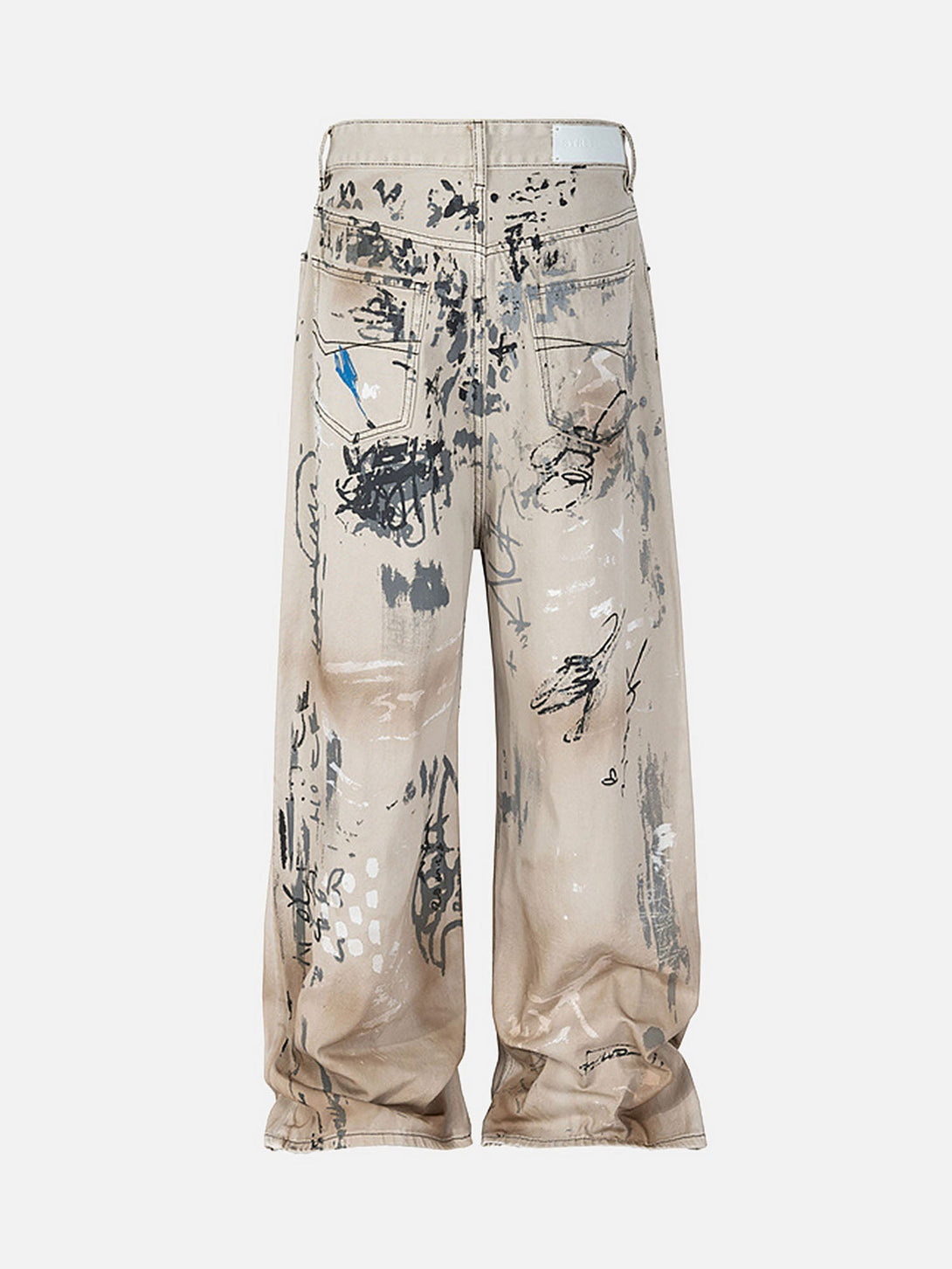 Majesda® - Hand-painted Graffiti Baggy Jeans - 1885- Outfit Ideas - Streetwear Fashion - majesda.com