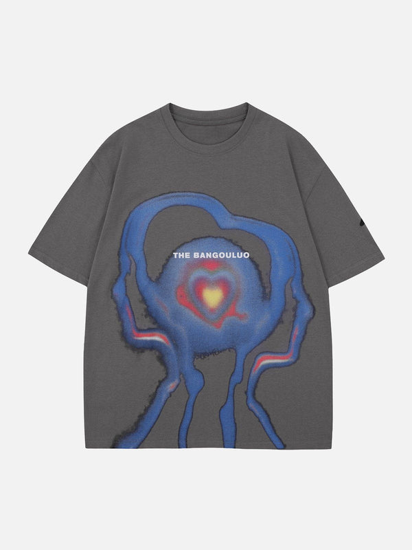 Majesda® - Heart Abstraction Print Tee- Outfit Ideas - Streetwear Fashion - majesda.com