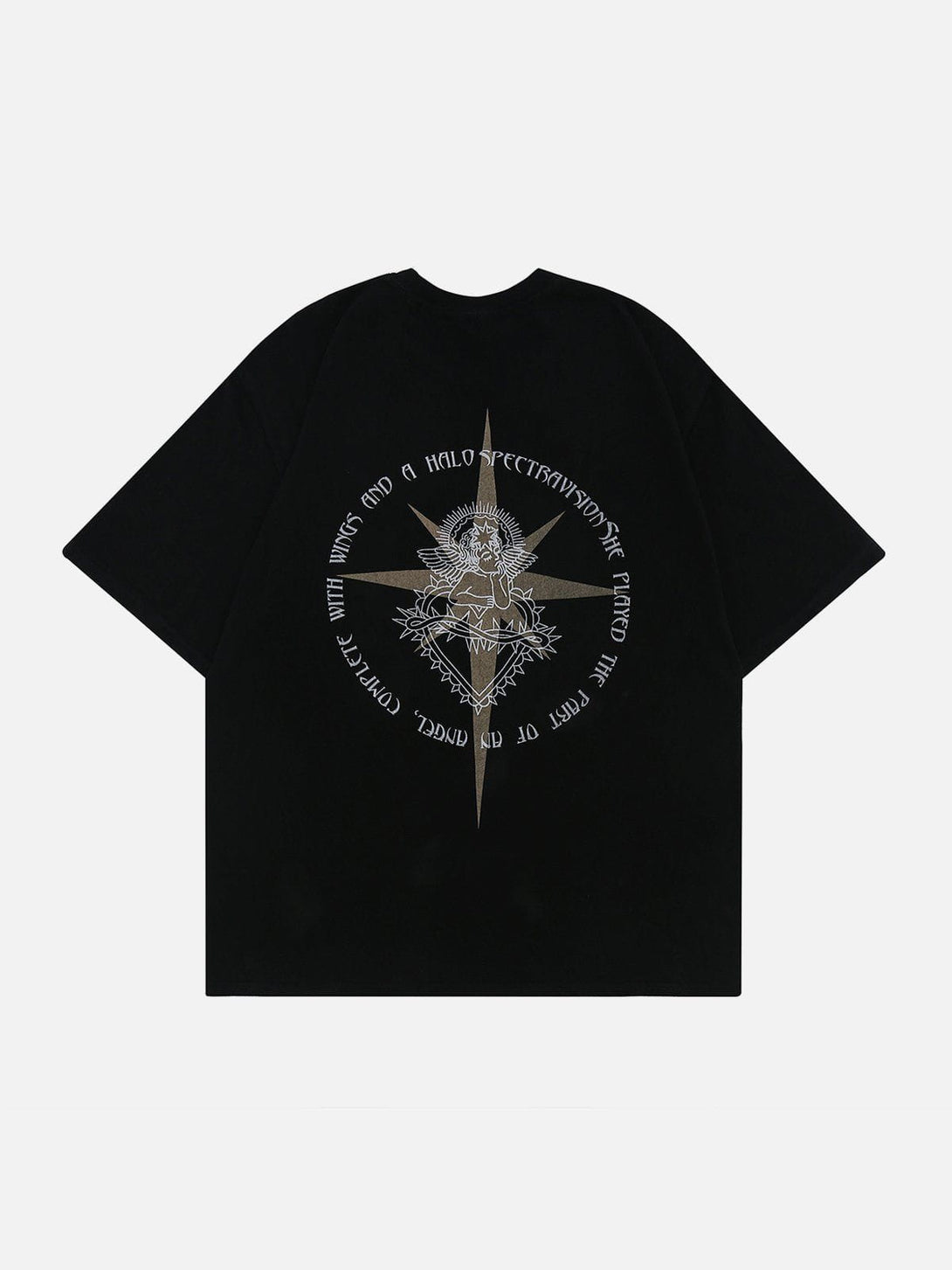 Majesda® - Heart Element Star Angle Print Tee- Outfit Ideas - Streetwear Fashion - majesda.com