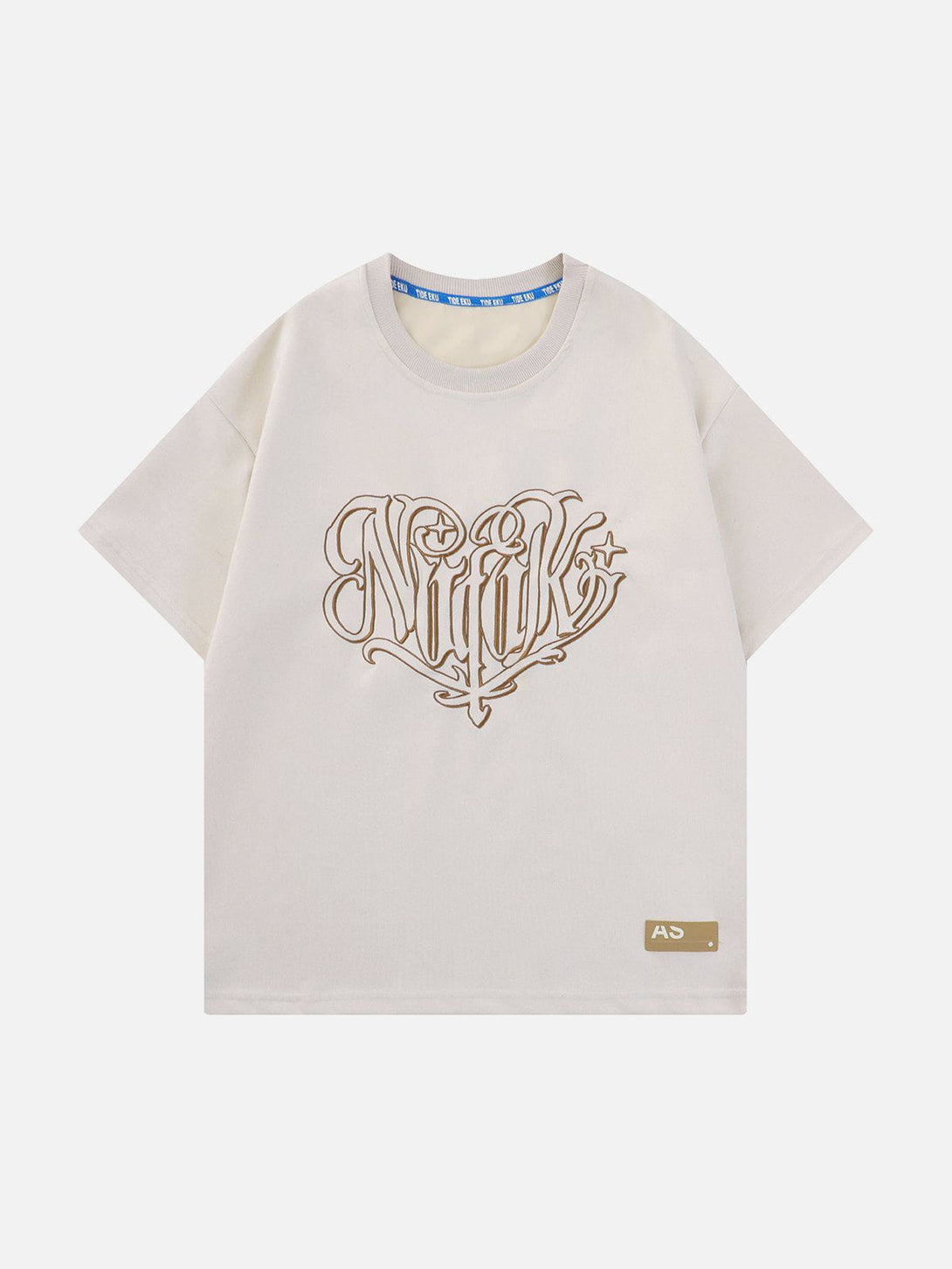 Majesda® - Heart Embroidered Suede Tee- Outfit Ideas - Streetwear Fashion - majesda.com