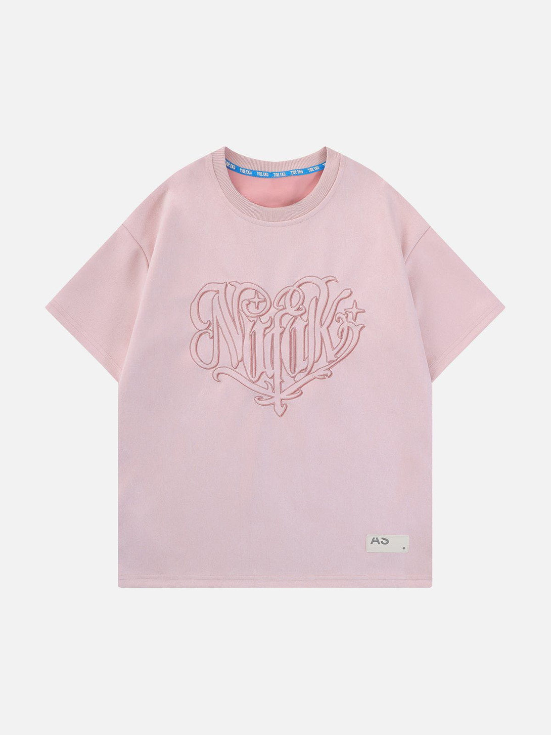 Majesda® - Heart Embroidered Suede Tee- Outfit Ideas - Streetwear Fashion - majesda.com